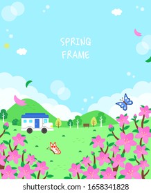 Frame on the theme of warm spring flowers