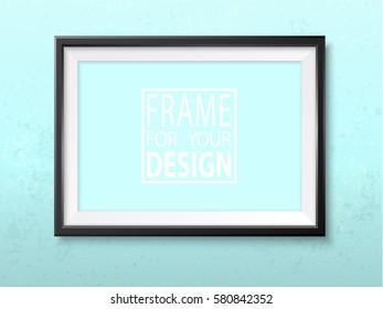 Frame On The Wall. Photoframe Mock Up. Simple Elegant Empty Framing For Your Design. Vector Template For Picture, Painting, Poster, Lettering Or Photo Gallery.