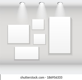 Frame on Wall for Your Text and Images, Vector Illustration