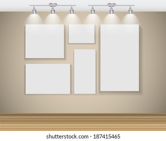 Frame on Wall for Your Text and Images, Vector Illustration