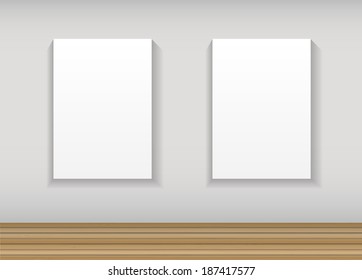 Frame on Wall for Your Text and Images, Vector Illustration