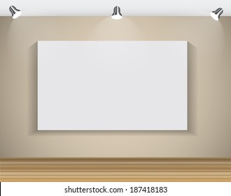 Marco en pared para texto e imágenes, ilustración vectorial