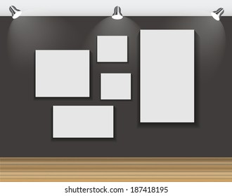 Frame on Wall for Your Text and Images, Vector Illustration