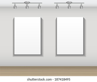 Frame on Wall for Your Text and Images, Vector Illustration