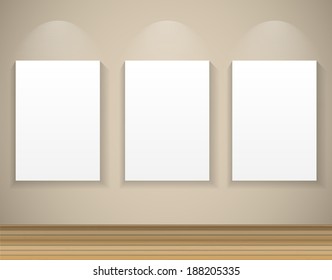 Frame on Wall for Your Text and Images, Vector Illustration