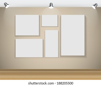 Frame on Wall for Your Text and Images, Vector Illustration