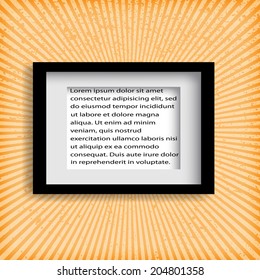 frame on the wall.Vector illustration 