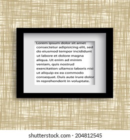 frame on the wall.Vector illustration 