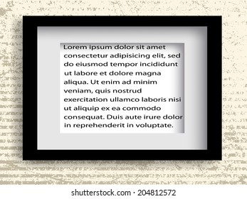 frame on the wall.Vector illustration 