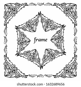 Frame on a white background. Beautiful hand-drawn ornament.
