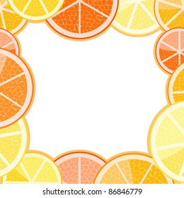 Frame of orange grapefruit on light background