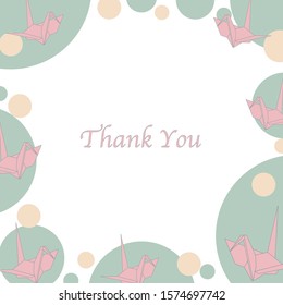 Frame of origami cranes and dots background, , vector illustration