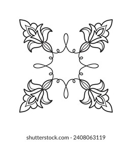 Frame with ornament, frame, geometry, flowers. decorating covers for book, notebook, casket, magazine, postcard and folder. Flower simple mandala in mehndi style. 