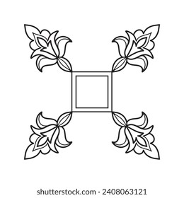 Frame with ornament, frame, geometry, flowers. decorating covers for book, notebook, casket, magazine, postcard and folder. Flower simple mandala in mehndi style. 