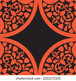 frame ornament red color on black background