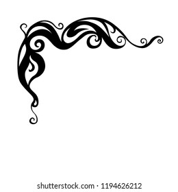 Frame ornament scroll calligraphic vector swirl. Design of the website, cafes, boutiques, wedding invitation. Decorative corner element for design monograms, frames, menus and labels. 