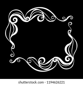 Frame ornament scroll calligraphic vector swirl. Decorative design. Vintage element for design monograms, frames, menus and labels. Design of the website, cafes, boutiques, wedding invitation.