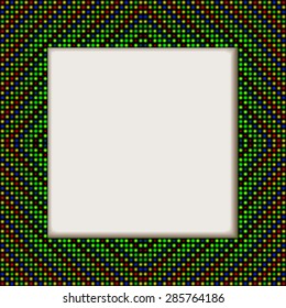 Frame with an ornament in the style of weaving beads. Vector illustration.