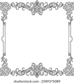 Frame ornament vintage wedding floral border vector
