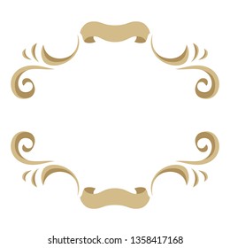 Frame with ornamental floral gold elements. Caltgraphic curls.