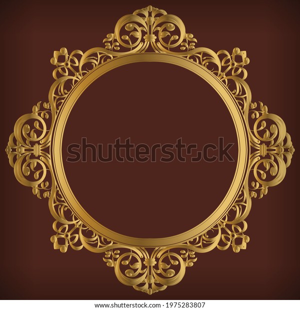 Frame Ornamental Gold Circular Border\
Decoration Vector\
Illustration