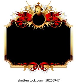 Frame with ornamental heraldic elements