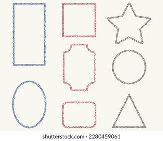 Frame outline big set. Hand drawn decorative doodle borders collection, ink brush stroke line, circle, square, rectangle, star, triangle shapes for business cards, web design. Vector illustration