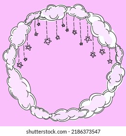 Frame of outline clouds in line-art style. Simple vector illustration.
