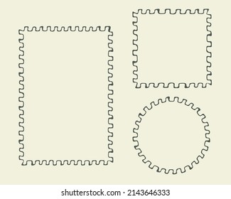 Frame outline set. Hand drawn doodle decorative black wave ink stroke border, sketchy style graphics, scribble zigzag brush line, circle, square, rectangle geometrical shapes. Cute vector illustraton, text box space