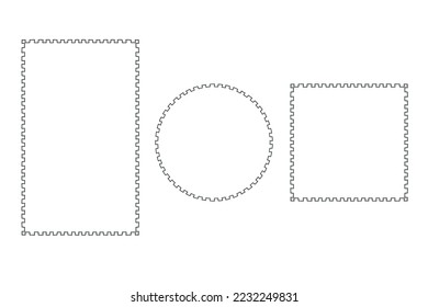 Frame outline set. Hand drawn decorative doodle ink brush stroke borders collection, zigzag line, circle, square, rectangle shape for business card, label, web design. Vector illustration