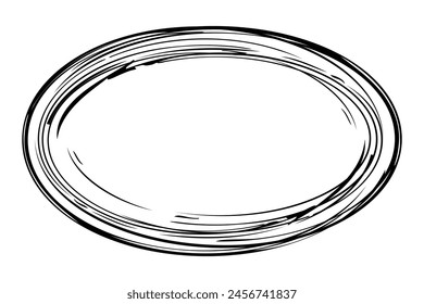 frame oval, multiple line, vector hand draw sketch
