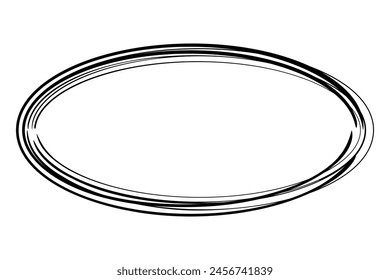 cuadro oval, línea múltiple, dibujo a mano de Vector boceto
