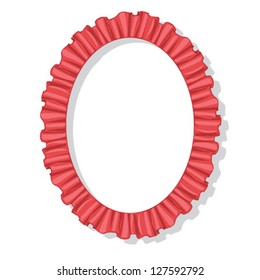 frame oval from red flounce, isolated on white background vector