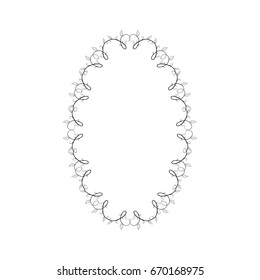Frame oval of twig card. Fashion graphic background design. Modern stylish abstract texture. Monochrome template for prints, textiles, wrapping, wallpaper. Design flat element. Vector illustration