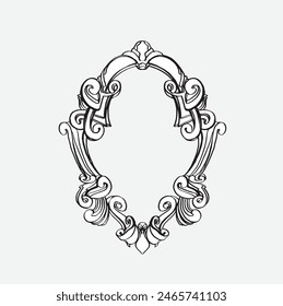 frame oval vintage baroque flowers vector
