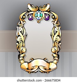 frame oval vintage baroque flowers vector