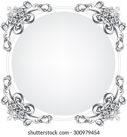frame oval vintage baroque flowers
