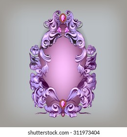 frame oval vintage baroque flowers vector