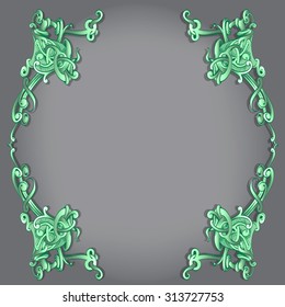frame oval vintage baroque flowers