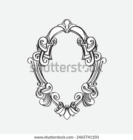 frame oval vintage baroque flowers vector
