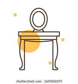 frame over little table block and line style icon design, Home room decoration interior living building apartment and residential theme Vector illustration