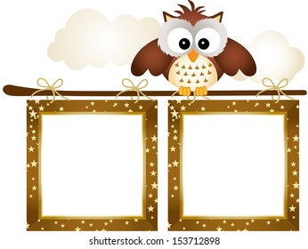 Frame with Owl and Clouds 