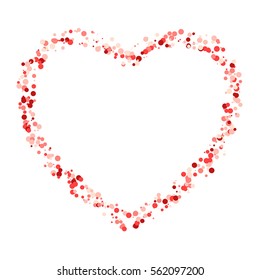 Frame painted valentine heart texture. Isolated placer circle red love symbol. Grunge holiday romantic sign. Stroke shaded border. Icon, badge, label background. High detailed quality. EPS10 vector.