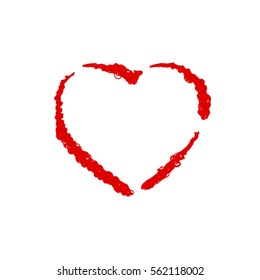 Frame painted valentine heart texture. Isolated placer circle red love symbol. Grunge holiday romantic sign. Stroke shaded border. Icon, badge, label background. High detailed quality. EPS10 vector.