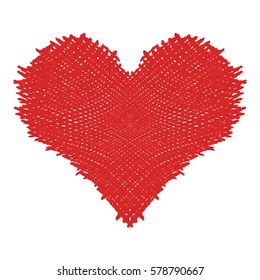 Frame painted valentine heart texture. Isolated placer circle red love symbol. Grunge holiday romantic sign. Stroke shaded border. Icon, badge, label background. High detailed quality. EPS10 vector.