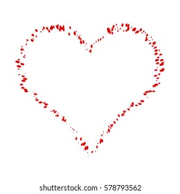 Frame painted valentine heart texture. Isolated placer circle red love symbol. Grunge holiday romantic sign. Stroke shaded border. Icon, badge, label background. High detailed quality. EPS10 vector.