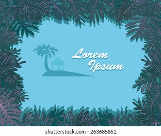 Frame from palm leaves. Tropical abstract background.