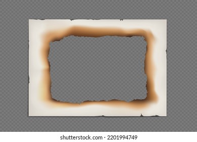 Frame paper with burnt center background. Vector Mockup isolated on transparent background.