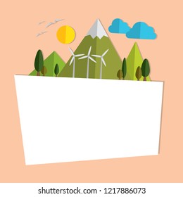 Frame of paper nature on the island. Concept about eco and save world.