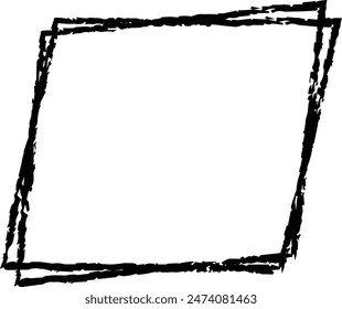 Frame parallelogram texture element, outline border grunge shape icon, decorative doodle for design in vector illustration